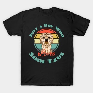 Just a Boy Who Loves Shih Tzus Dog Puppy Lover Cute T-Shirt